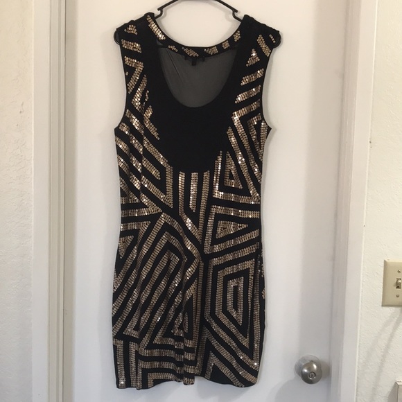Express Gold Sequin Embellished Mini Dress - Picture 5 of 5